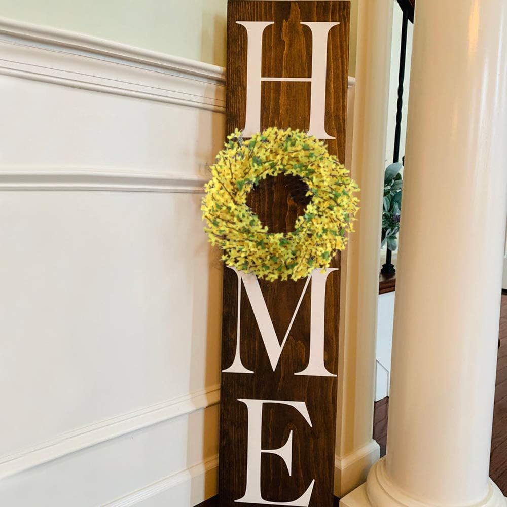 Spring Forsythia Wreath Yellow Flower Wreath Artificial Front Door Wreath with Grapevine Garland Greenery Wreath for Home Indoor Wall Farmhouse Outdoor Garden Office Wall Wedding Decor