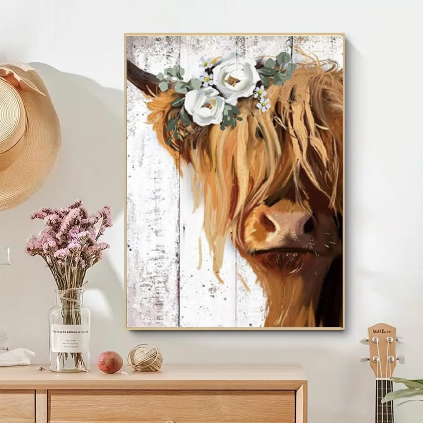 DIY Paint by Number for Adults Beginner Highland Yak Painting Numbers Paint Kits Canvas DIY Arts Crafts for Home Decor 16x20 Inch Without Frame