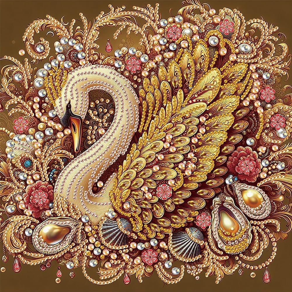 Diamond Painting Kits for Adults Swan, 5D Special Shape Diamond Art Kits for Beginners, Crystal Rhinestones Diamond Painting for Home Wall Decoration Gift 12×12inch, Animal