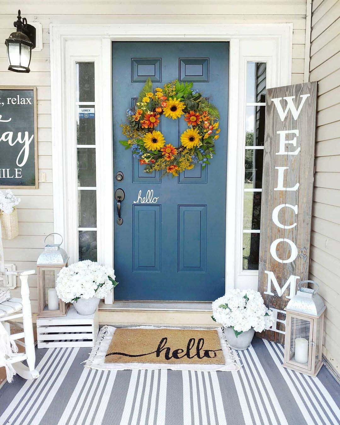 19.7’’ Artificial Sunflowers Wreath Spring Faux Wildflowers in Green Floral Wreath for Home Farmhouse Door Mantle Kitchen Decor