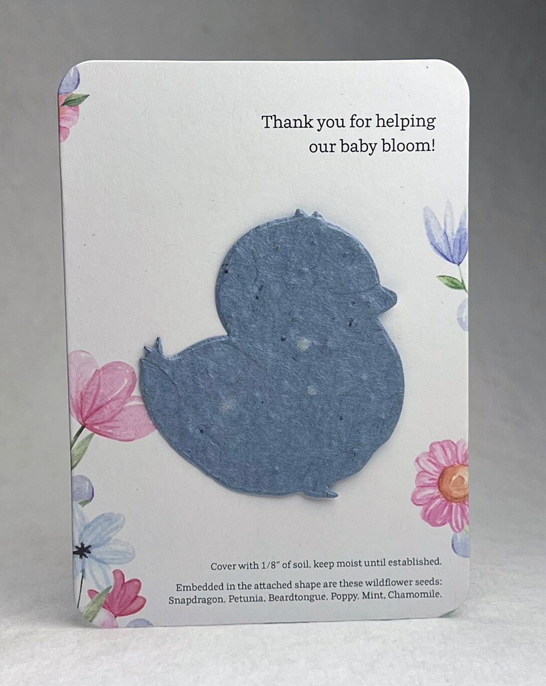 Custom Recycled Cards with Wildflower Seed Paper Chick - Baby Shower ...