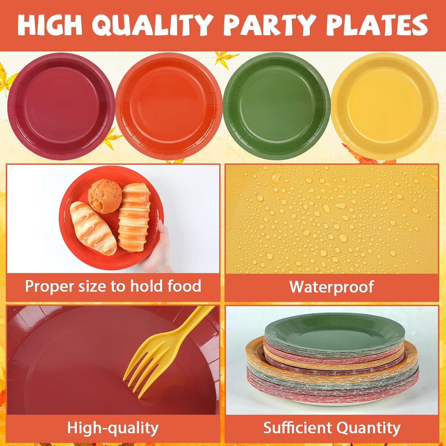 208 Pcs Thanksgiving Paper Plates(Autumn Color)9.06 x 9.06 x 4.92 inches