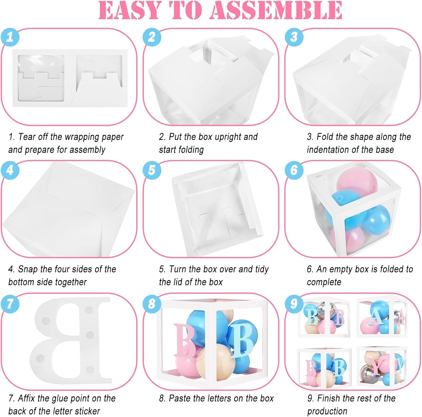 164PCS Baby Boxes Gender Reveal Balloon (Blue)