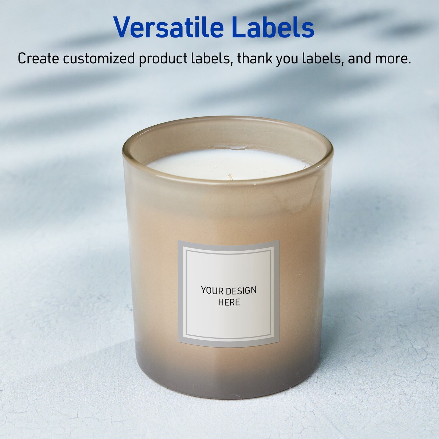 Avery Printable Square Labels with Sure Feed Technology, Pre-Printed Silver Mirror Metallic Design, Matte White, 3" x 3", Laser & Inkjet Compatible, 60 Total