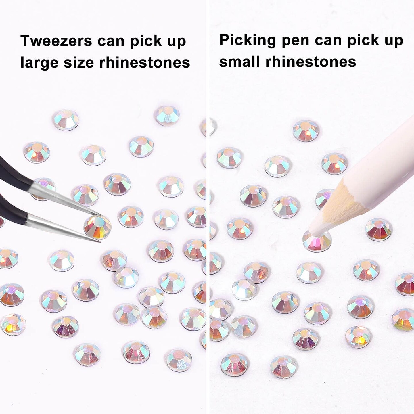 MEIBITE 6796PCS Crystal Ab Hotfix Rhinestones Crystal Stones Glass for Fabric Clothes Shirts Sparkly Flat Back Round with Tweezers and Picking Pen (SS6~SS30 Set)