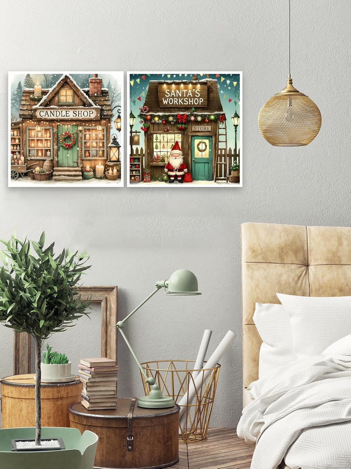 4 Pack Christmas Store Diamond Art Kits for Adults (Christmas-G8924-G8925-G8926-G8927) 10.12 x 10.12 x 0.1 inches