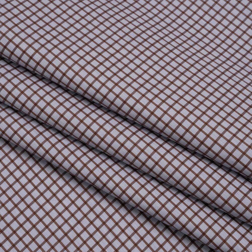 1 Yard Cotton Twill Shirting Made in Italy Pale Lavender and Brown Little Windowpane Check Deadstock