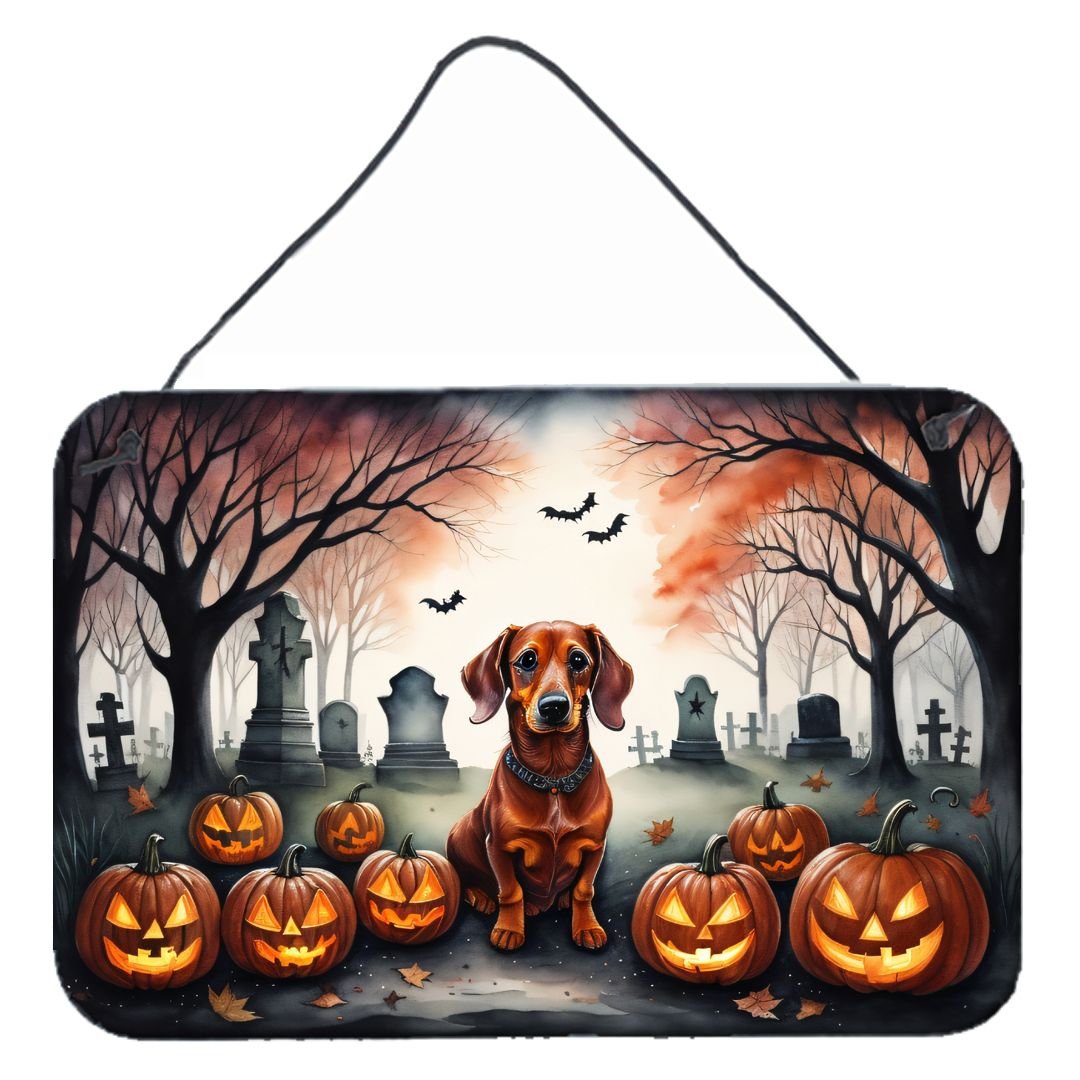 Edge Collections - 8" x 12" - Multicolor - Dachshund Spooky Halloween Wall or Door Hanging Prints Aluminum Metal Sign - 1 Piece