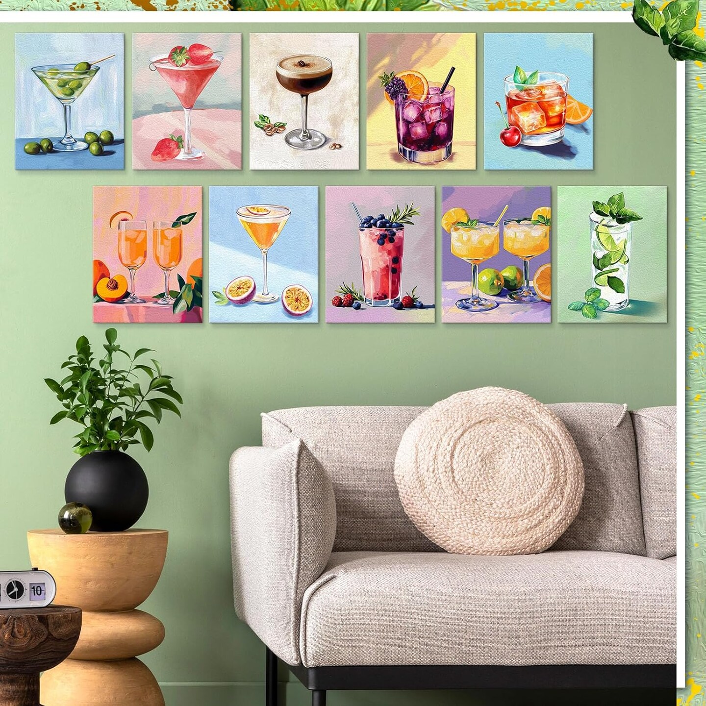 12 Pcs Pre Drawn Canvas for Painting for Adults 8 x 8 Inch Canvas Painting Kits Stretched