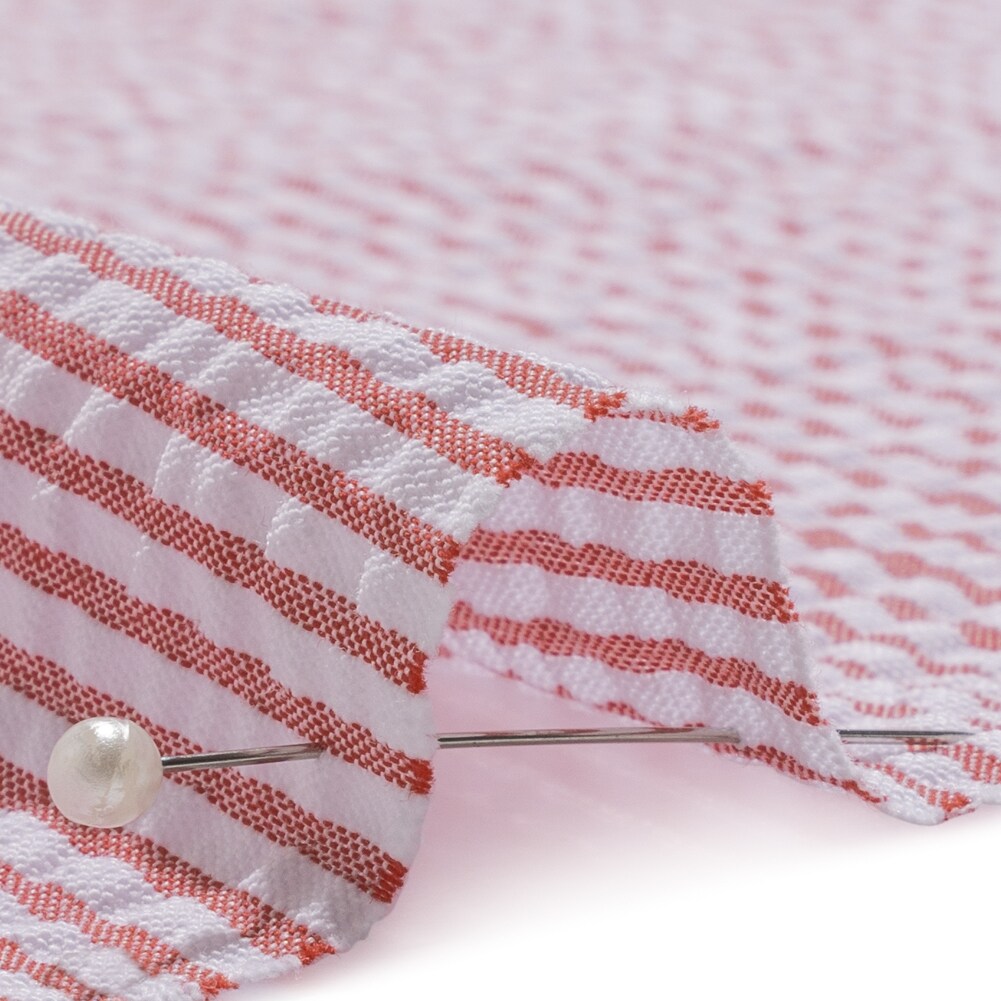 1 Yard Red White Candy Striped Cotton Polyester Summer Seersucker Fabric