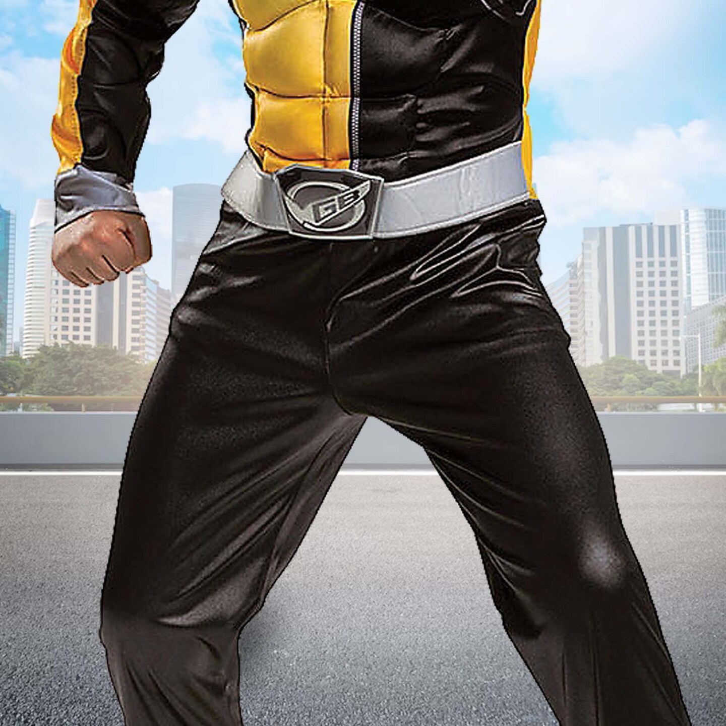 Gold Ranger Beast Child Costume Muscle Jumpsuit with Character Half Mask for Boys