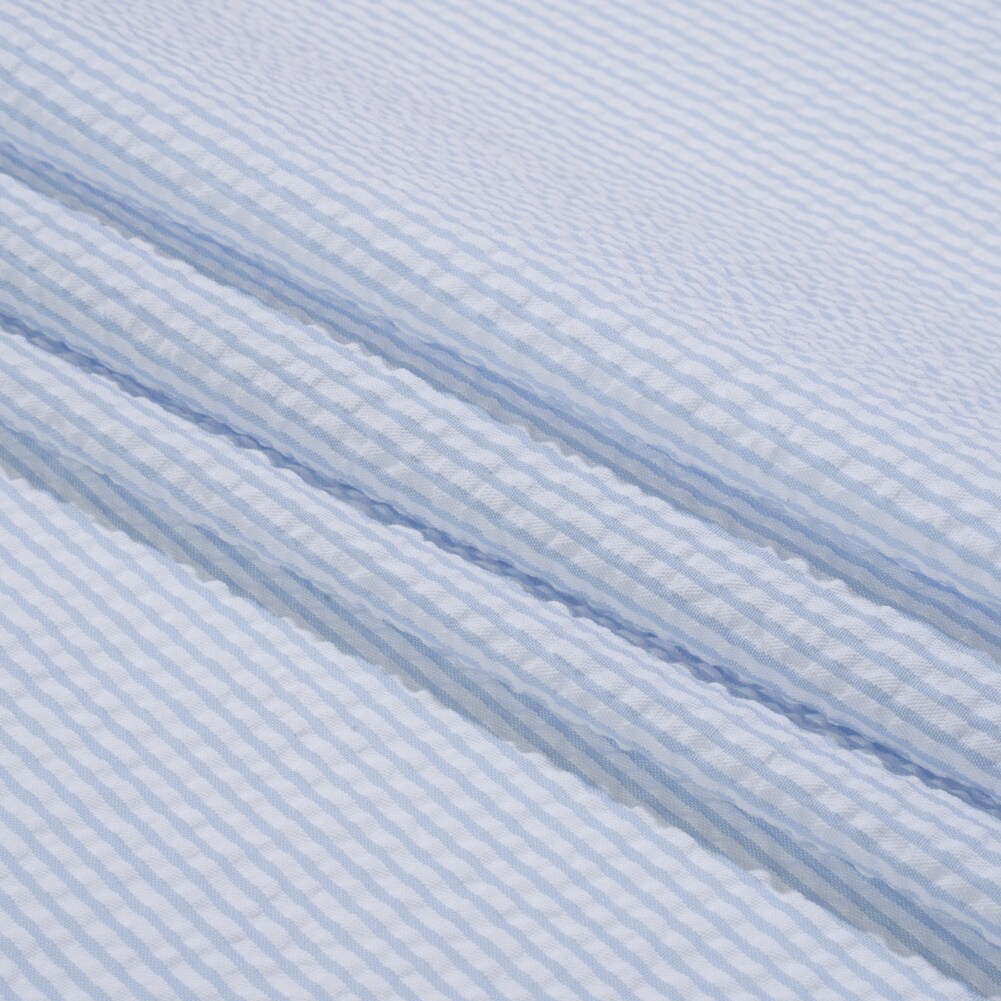 1 Yard Blue White Candy Striped Cotton Polyester Summer Seersucker