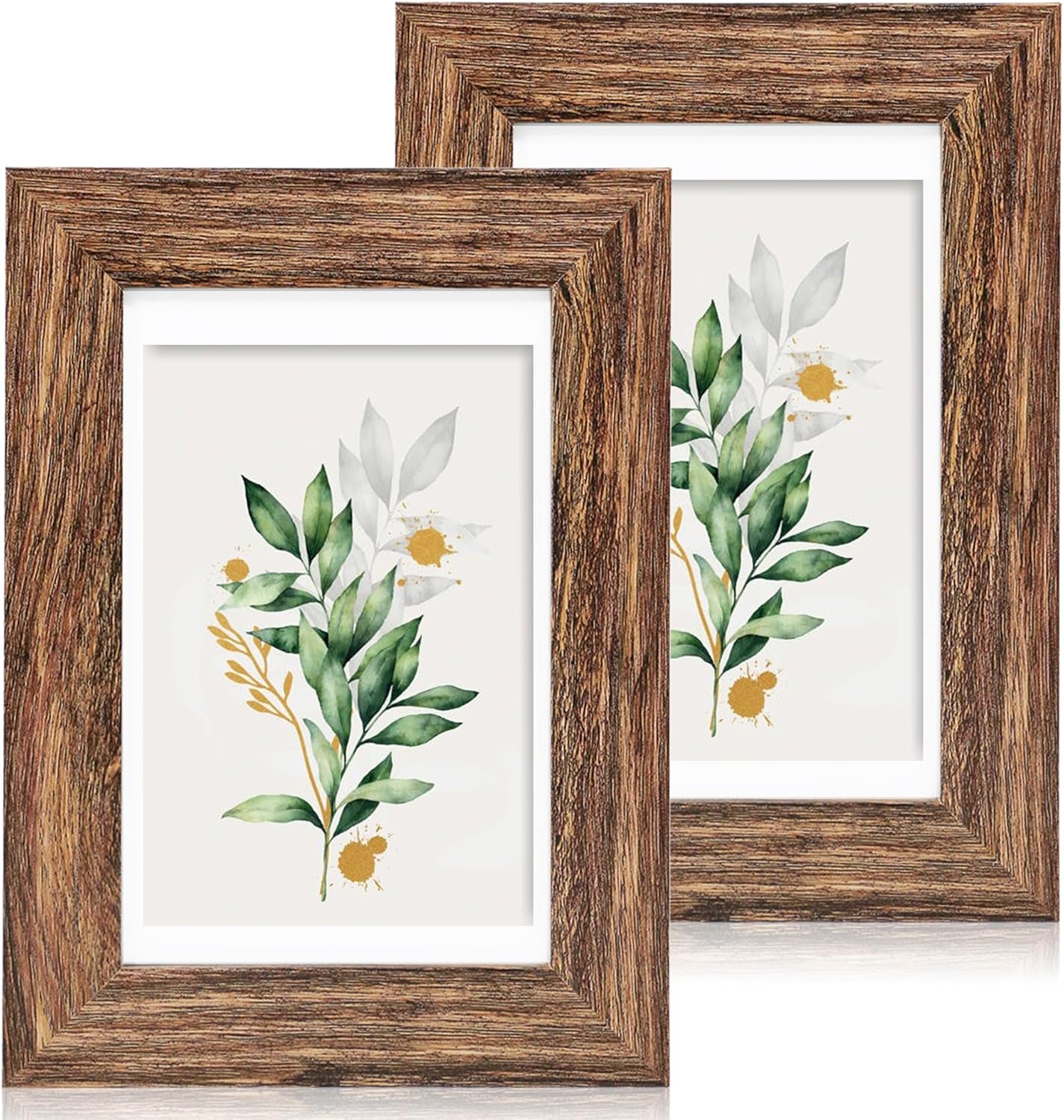 2 Pack 5x7 Wooden Picture Frames with Real Glass (Rustic Brown)