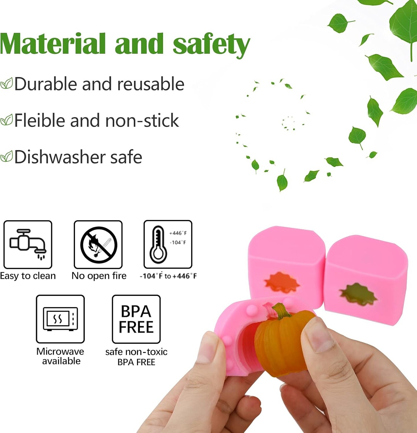 6 Pcs 3D Silicone Half Candy Pumpkin Molds