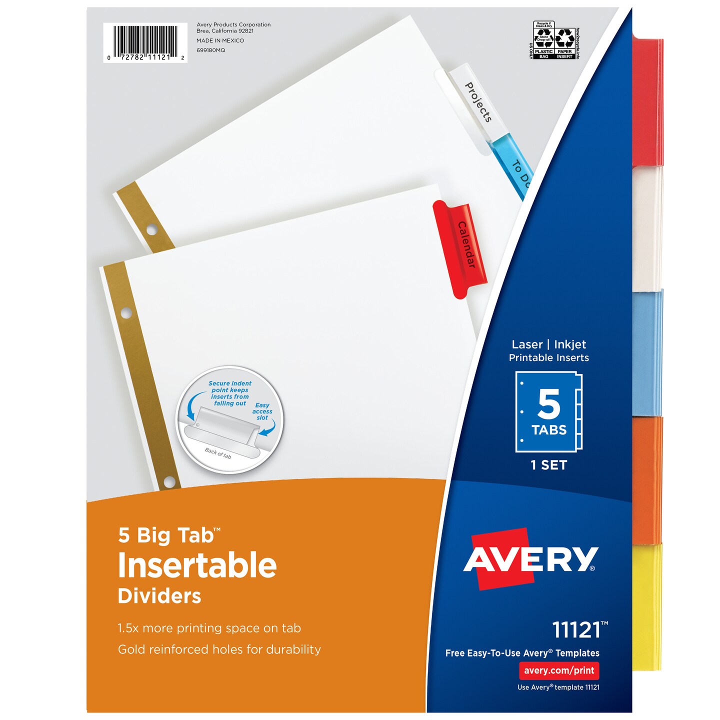 Avery Big Tab Insertable Dividers, 5-Tab Set, Multicolor (11121) - 36 Pack