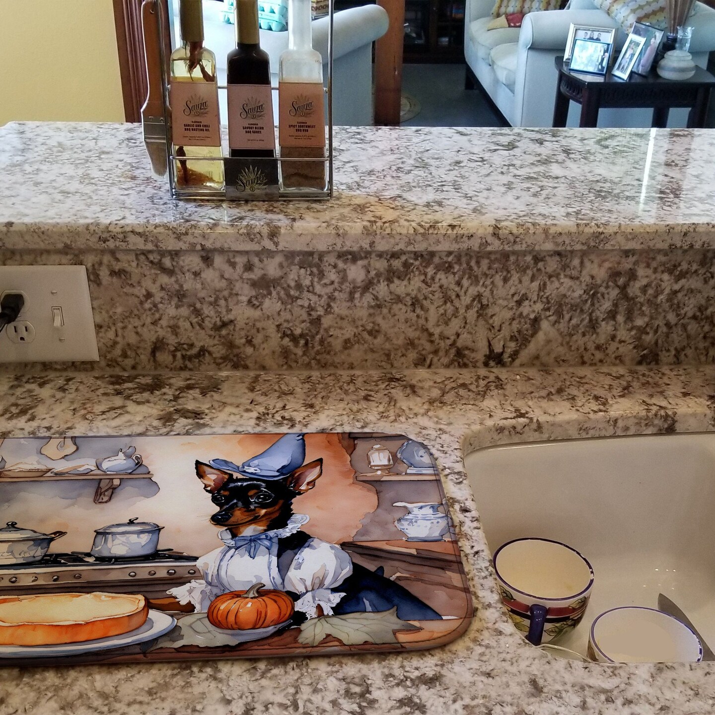 Edge Collections - 14" x 22" - Multicolor - Miniature Pinscher Dish Drying Mat - 1 Piece