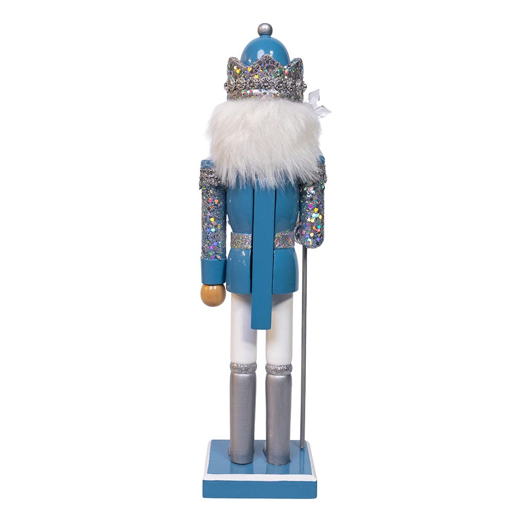 Kurt Adler Wooden 15-Inch Blue and Platinum Nutcracker