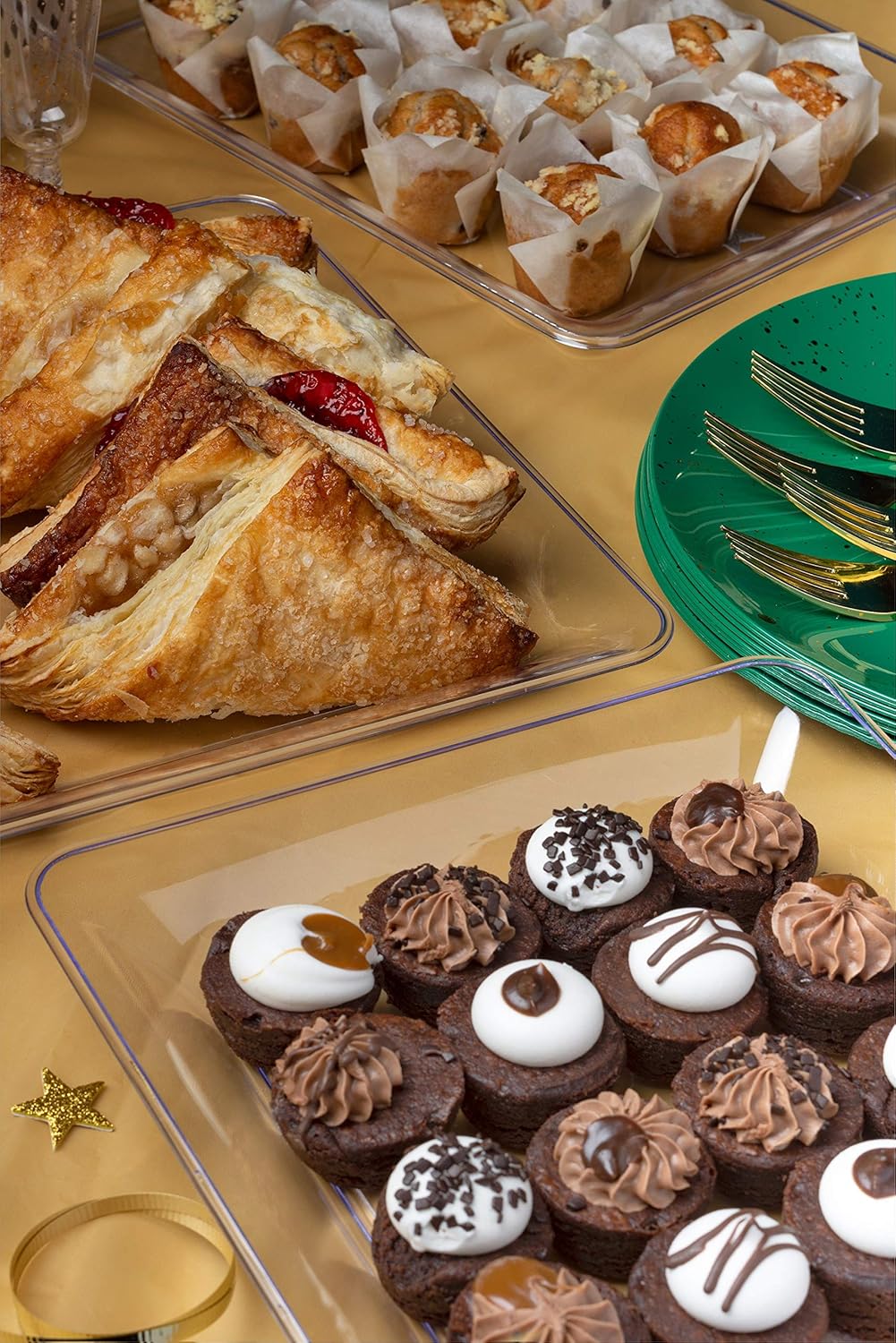  Premium Quality -Rectangle Plastic Disposable Serving Trays for Parties - Heavy Duty Serving Platter and Serving Trays for Eating