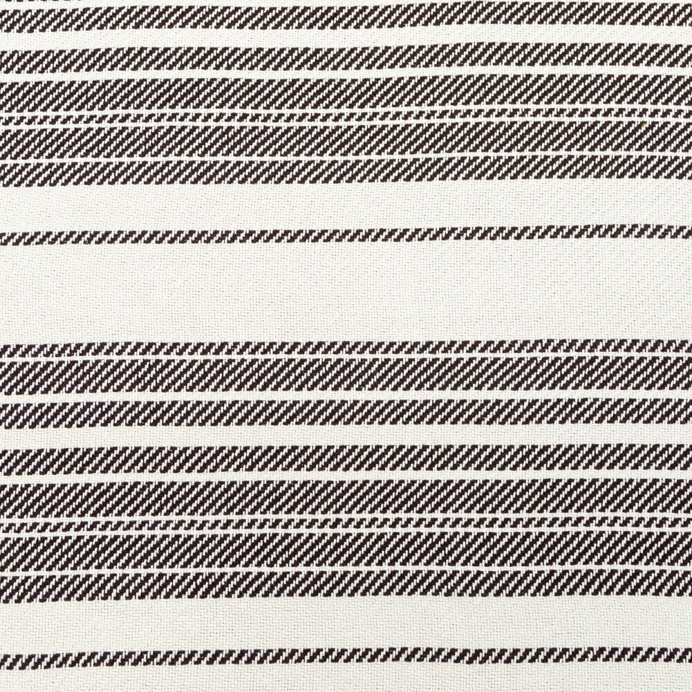 1 Yard Off-White and Dark Brown Striped Loosely Woven Cotton Twill Fabric