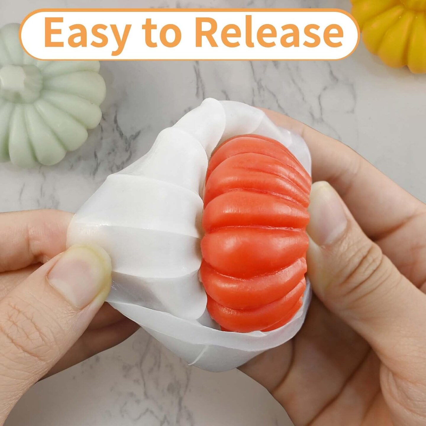 2 Pcs Pumpkin Candle Molds for Candle Making(2PCS Large + Small Pumpkin Molds)2.95 x 2.95 x 2.44 inches