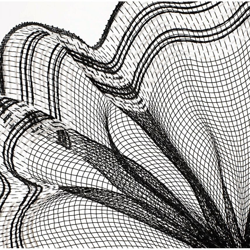 10.25&#x22; Border Stripe Faux Jute Mesh Ribbon: Black/White (10 Yards)