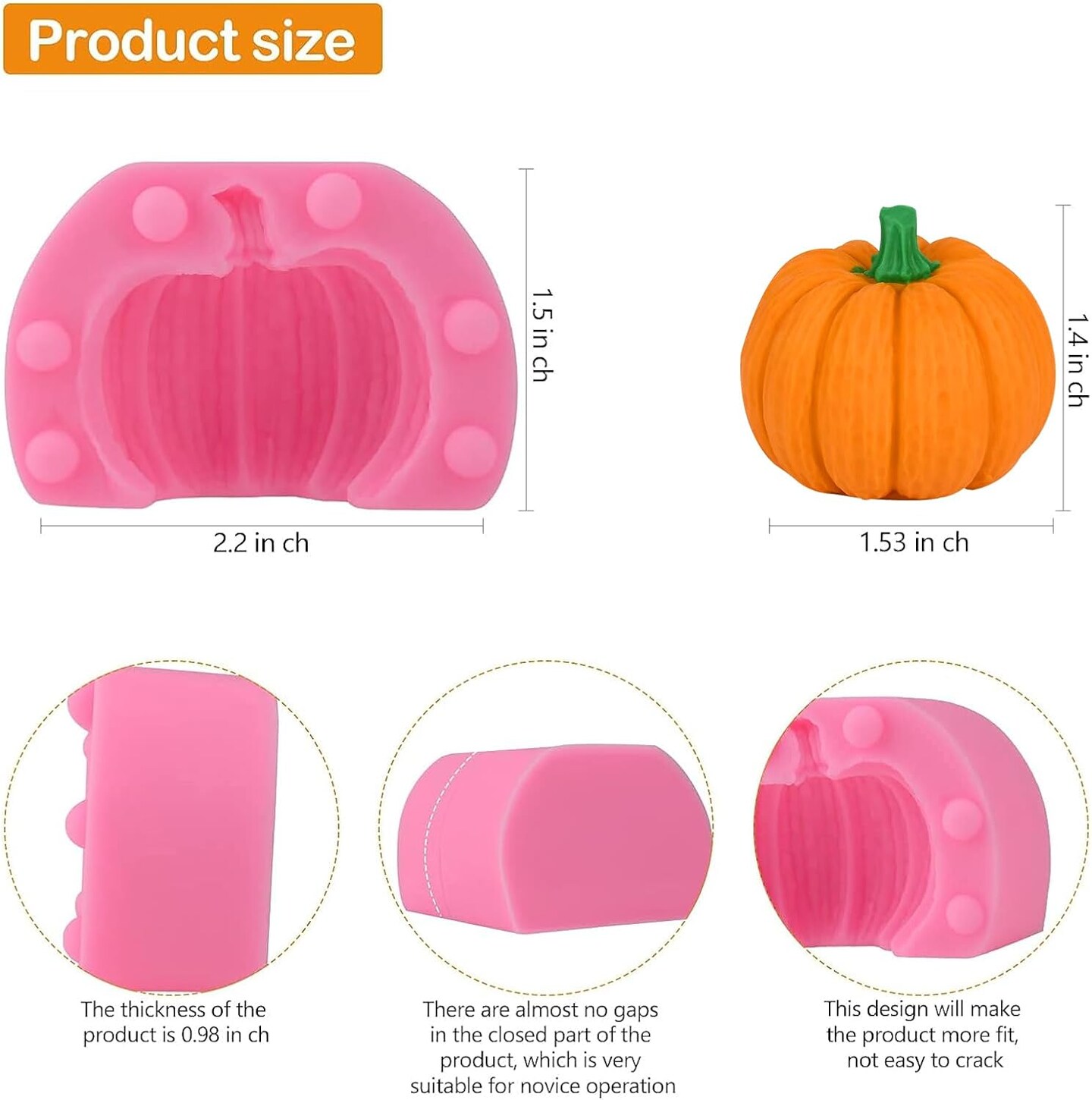 6 Pcs 3D Silicone Half Candy Pumpkin Molds