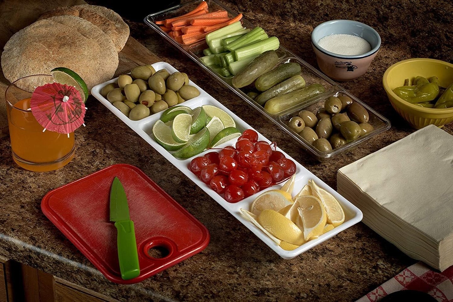  Premium Quality -Rectangle Plastic Disposable Serving Trays for Parties - Heavy Duty Serving Platter and Serving Trays for Eating