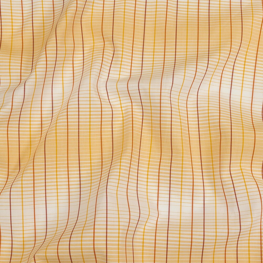 1 Yard Orange Yellow and White Gradient Pinstripes Cotton Shirting Fabric for Apparel