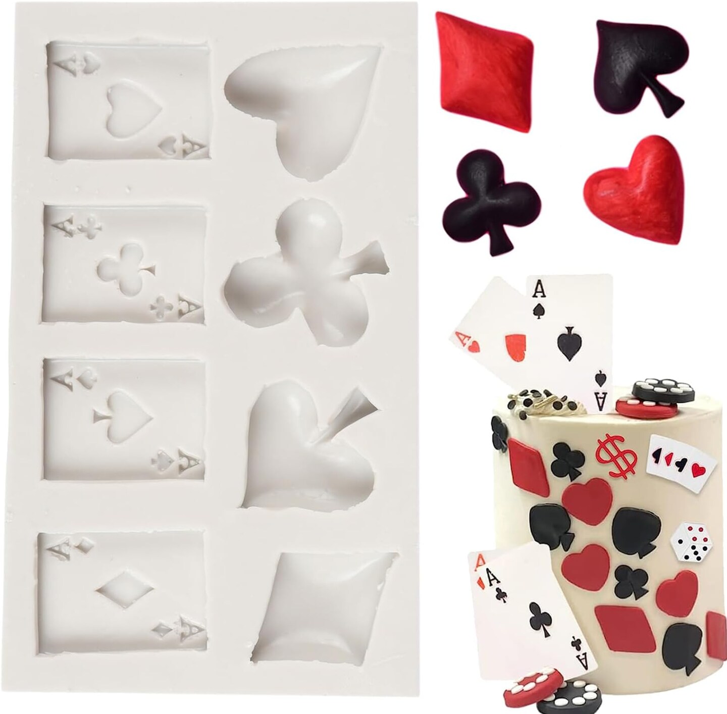 Moule En Silicone En Forme De Cartes à Jouer Poker - Pour Fondant, Chocolat, Glace - Résistant Four Et Congélateur