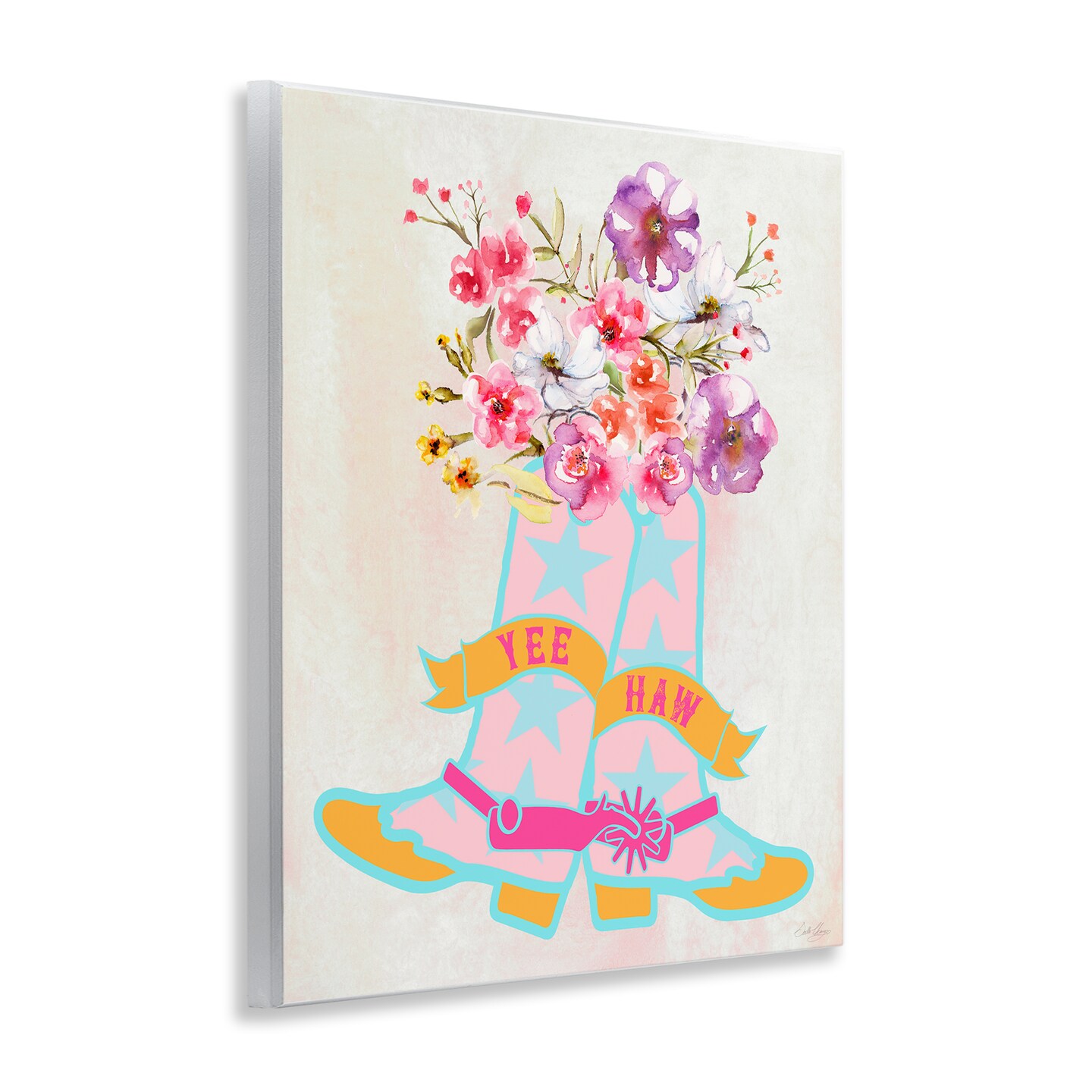 Stupell Industries Yee Haw Floral Cowgirl Wall Plaque Art Design by Stella Chang