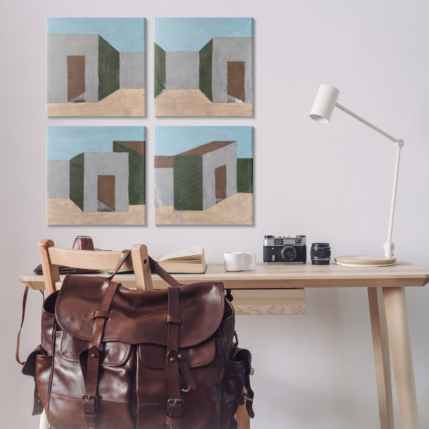 Stupell Industries Desert Modular Houses 4 pc Canvas Wall Art Set Design by Michael Willett