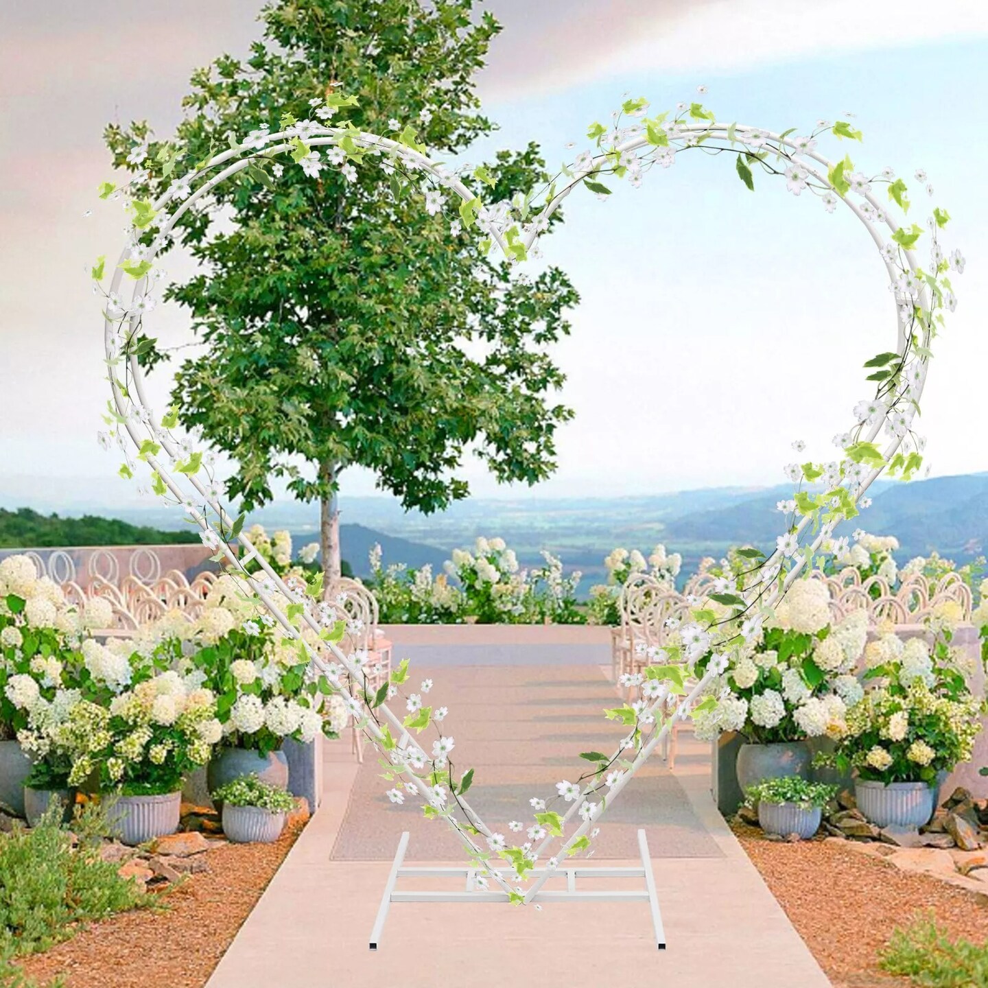 White Heart-Shaped Metal Wedding Arch Wedding Backdrop Arch for Birthday, Party