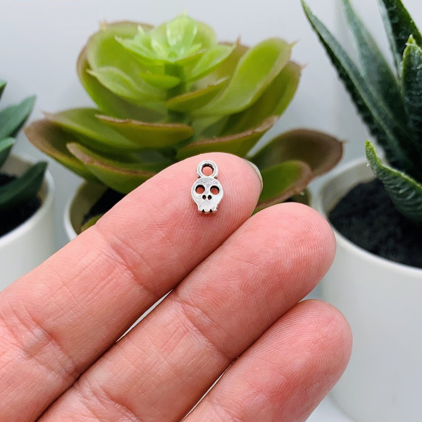 4, 20 or 50 Pieces: Tiny Silver Skull Charms