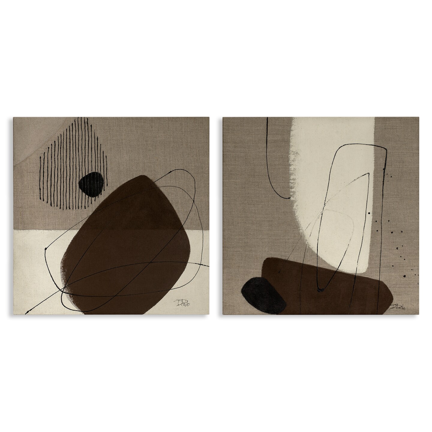 Stupell Industries Brown Hidden Lines 2 pc Canvas Wall Art Set Design ...