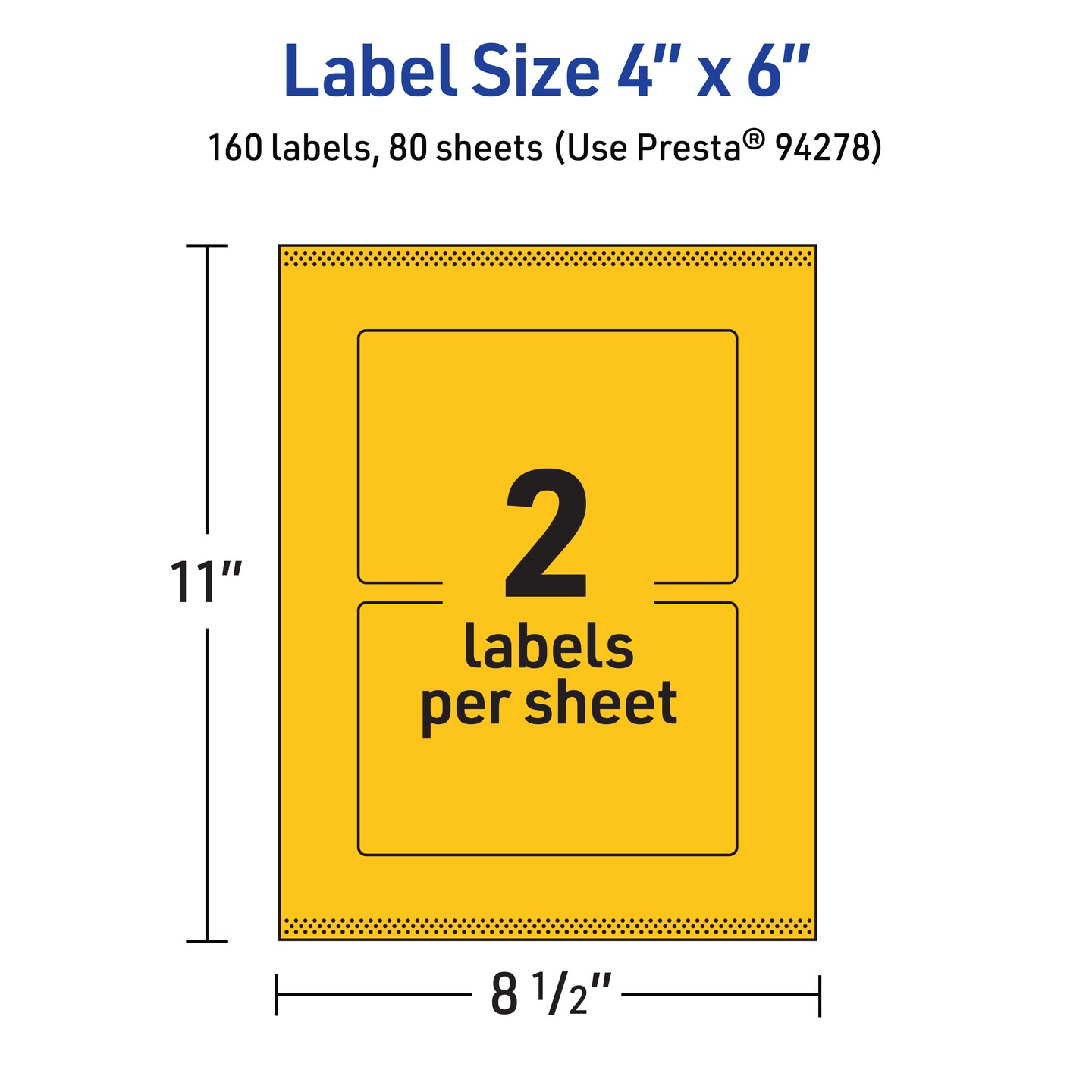 Avery Bright Yellow Paper Labels, 4&#x22; x 6&#x22; Rectangle