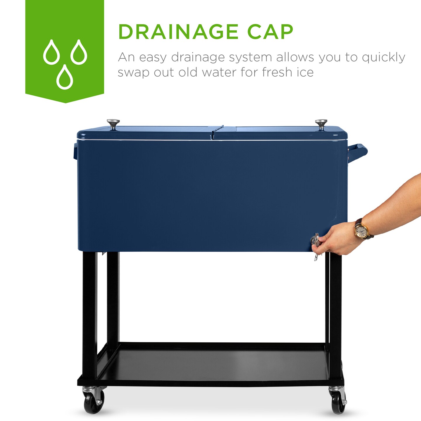 Best Choice Products 80qt Steel Rolling Cooler Cart w/ Bottle Opener, Catch Tray, Drain Plug, Locking Wheels