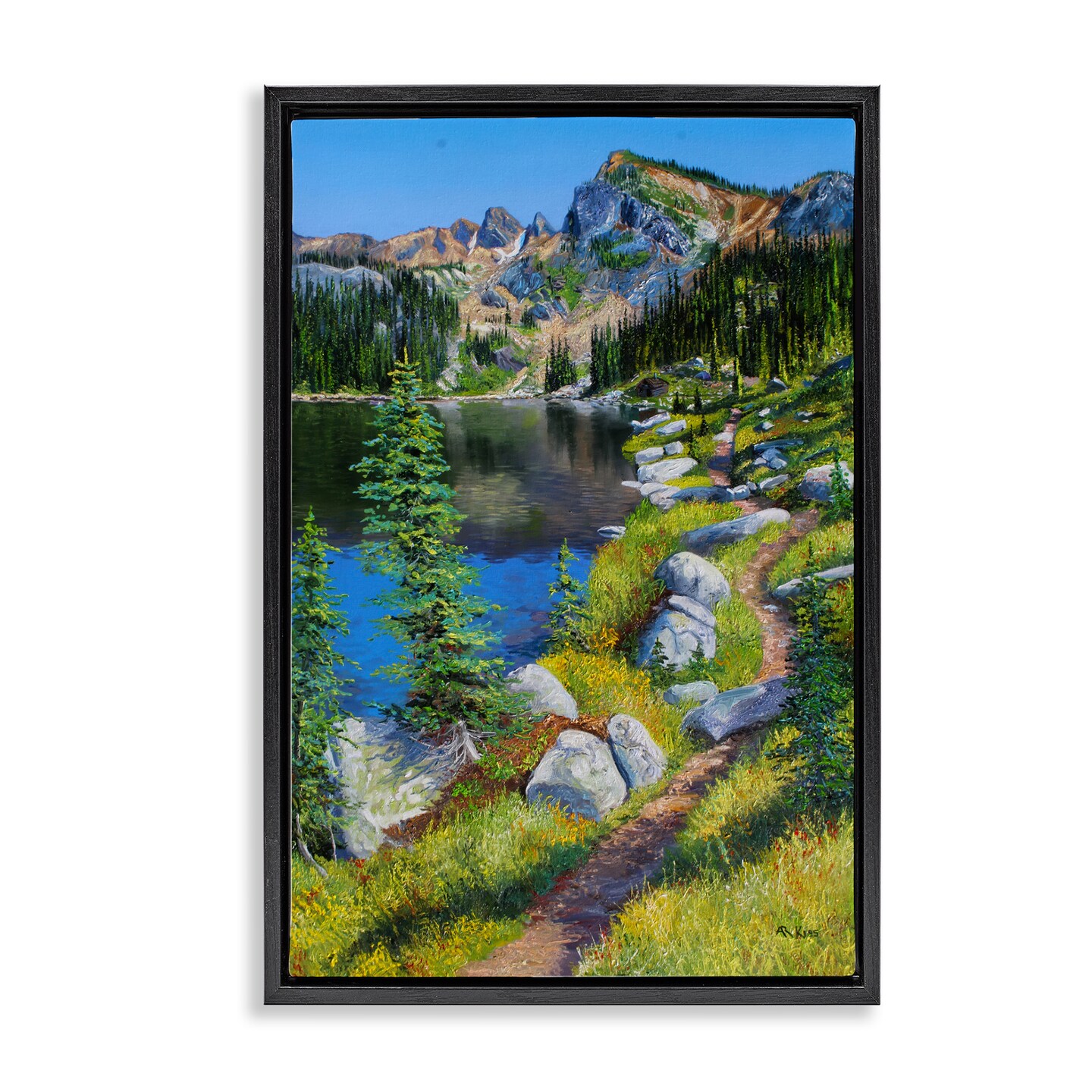 Stupell Industries Alpine Lake Landscape Framed Floater Canvas Wall Art Design by Andrew Kiss