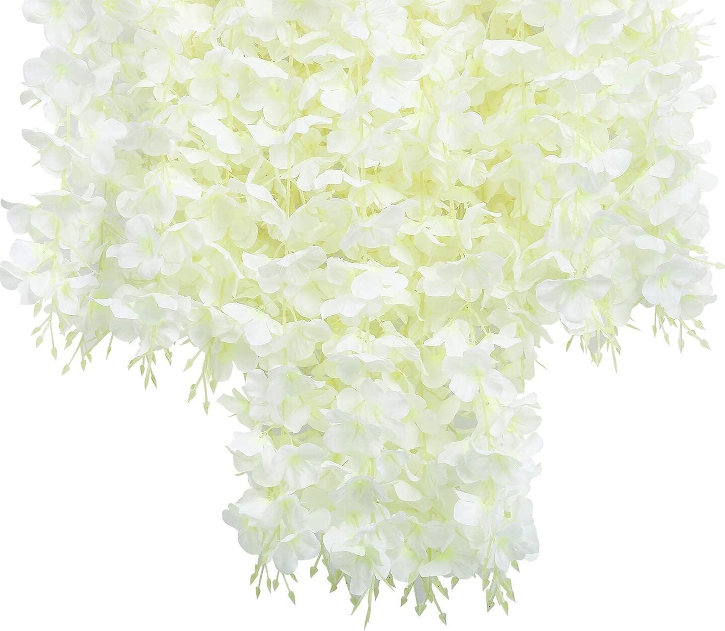 Artificial Wisteria Vine Hanging Rattan Garland Silk Flower for Wedding Party Home Garden Outdoor Ceremony Floral Décor, White