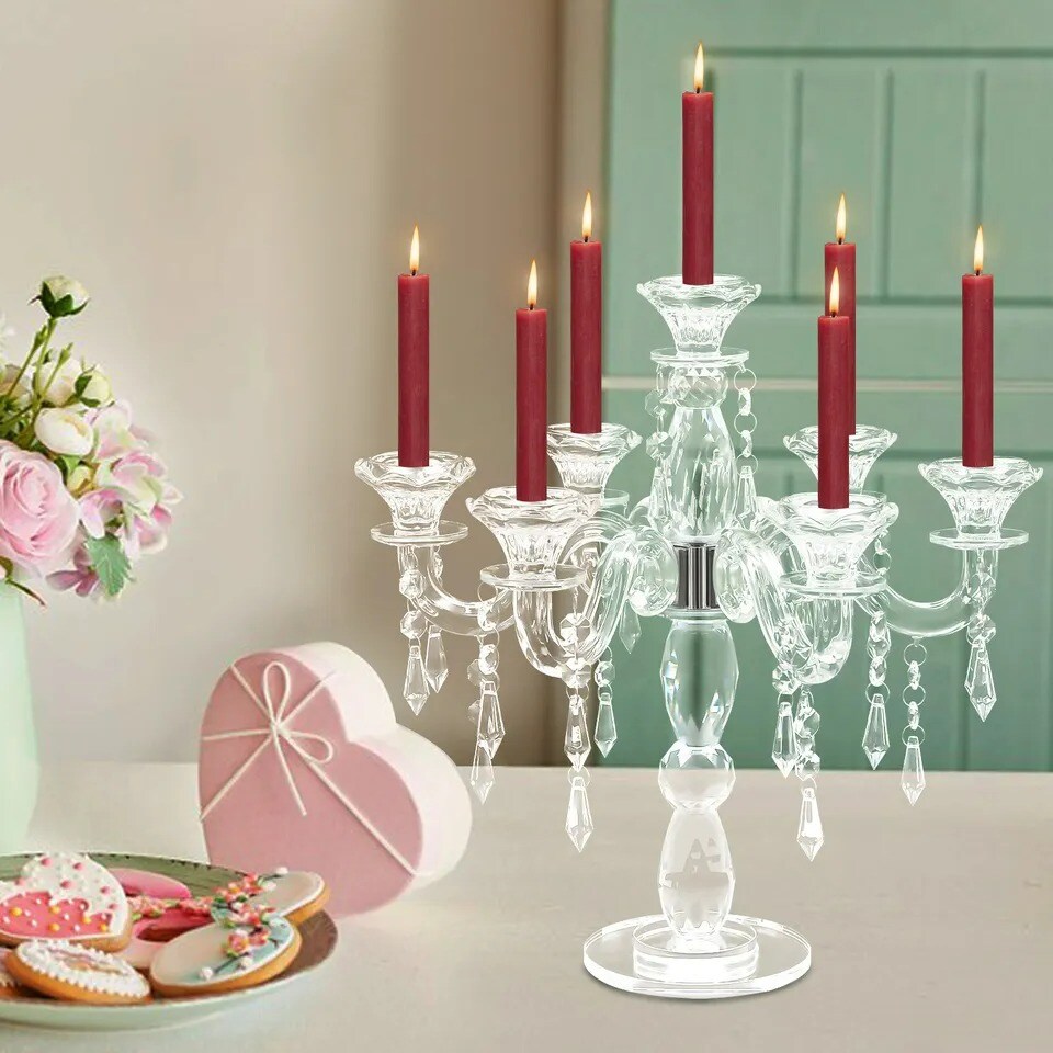 Candlestick Holder Crystal Candelabra Candlestick 7-arm Candle Holder For Party