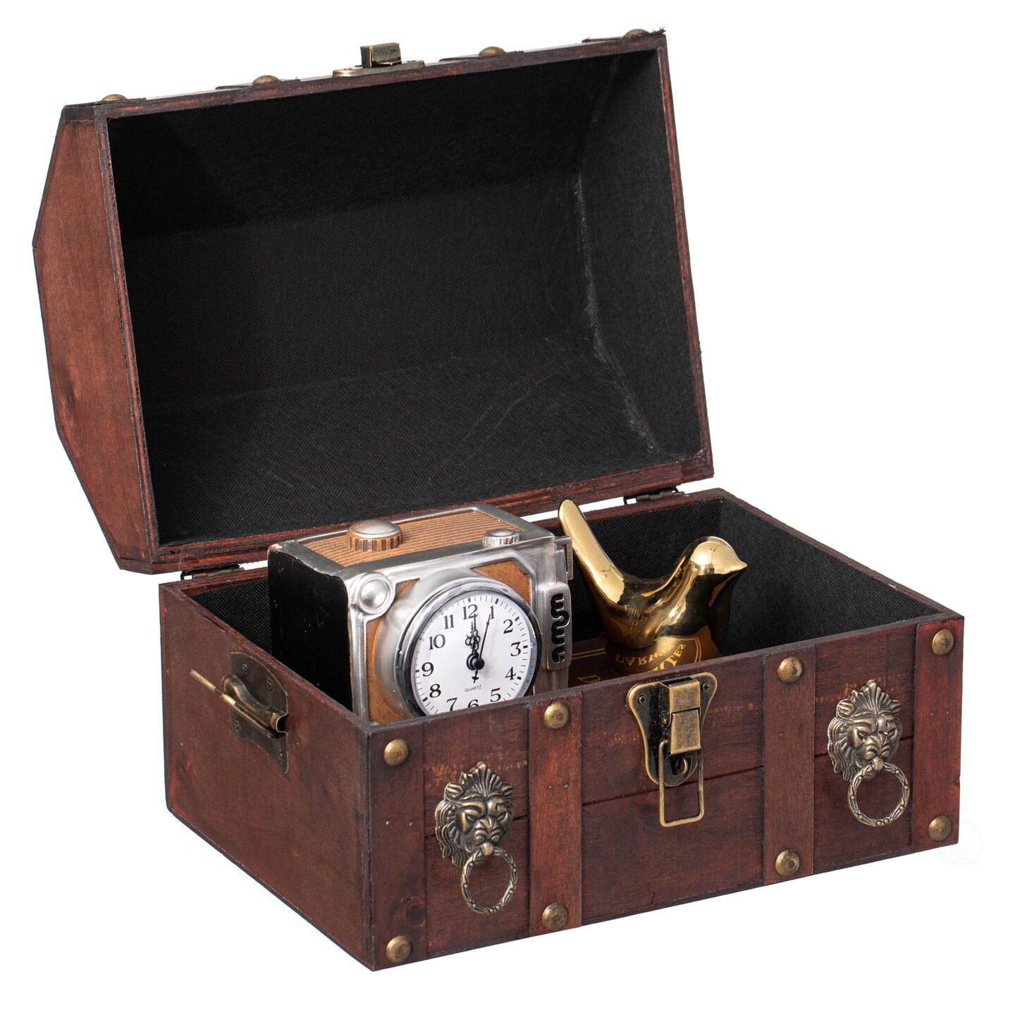 Handmade Pirate Treasure Chest with Lockable Latch - Vintage Wooden Storage Trunk and Treasure Box with Hinged Lid - Antique Decorative Storage Box for Pirate-Themed Birthday Party and Keepsakes