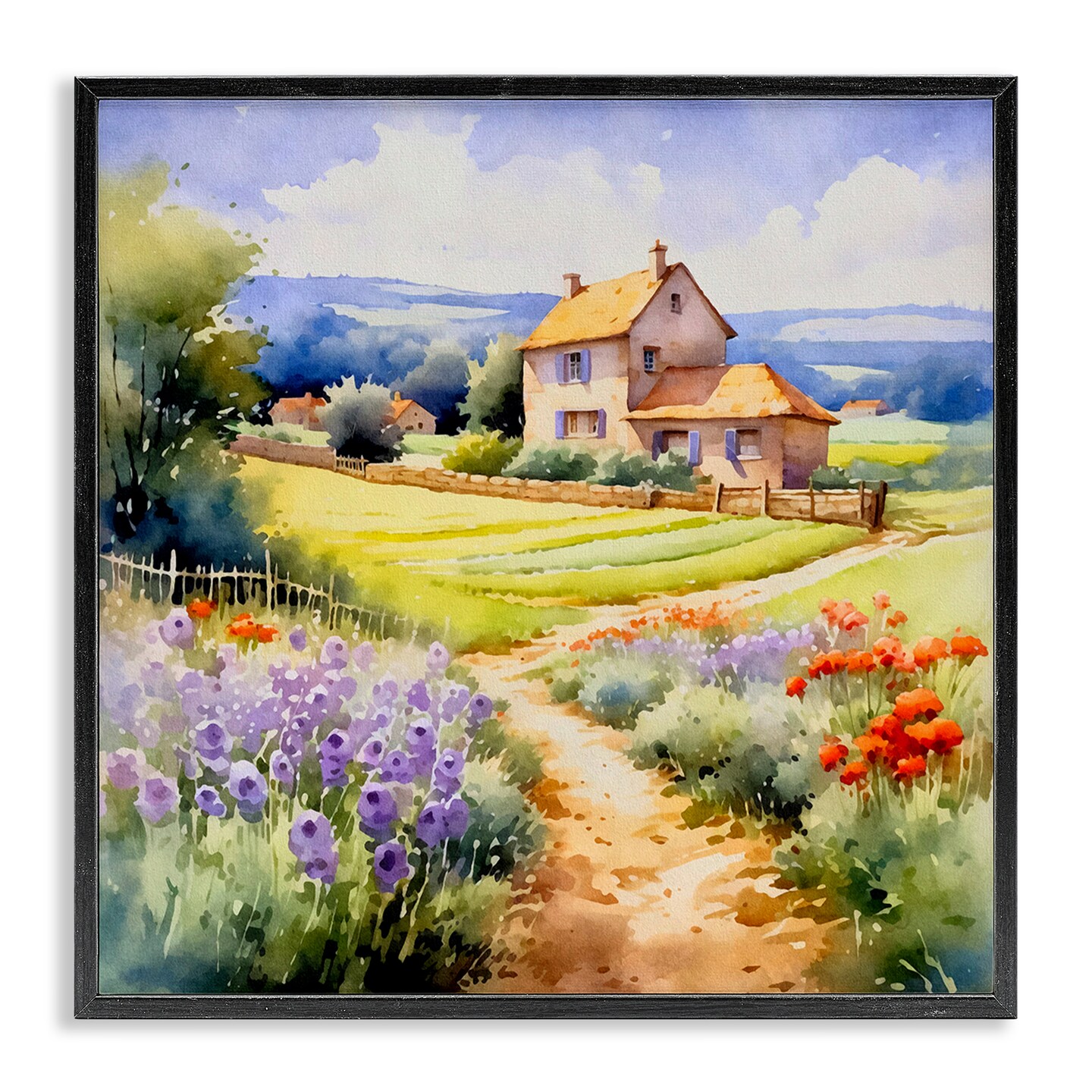 Stupell Industries Summer Lavender Farm Framed Giclee Wall Art Design by Andrea Haase
