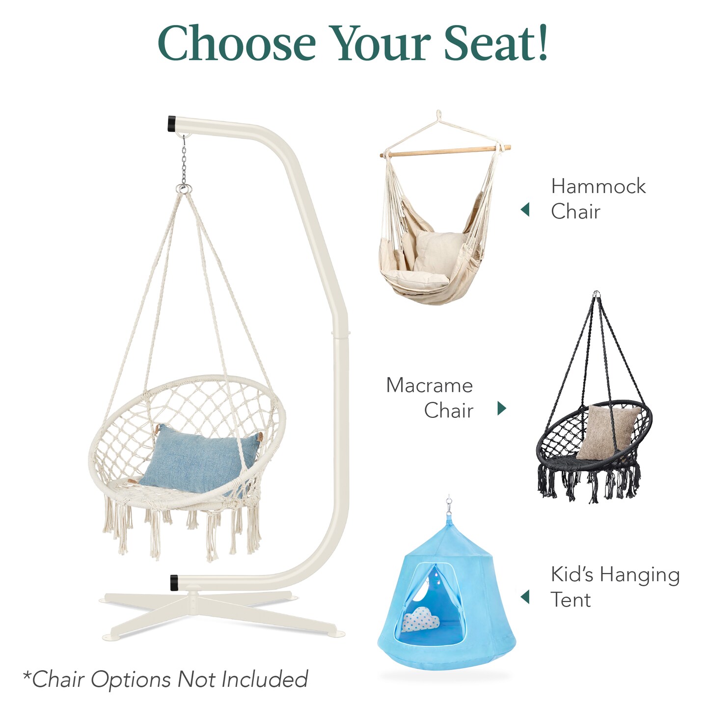 Best Choice Products Metal Hanging Hammock C-Stand for Chair/ Weather-Resistant Finish, Offset Base - Stand Only