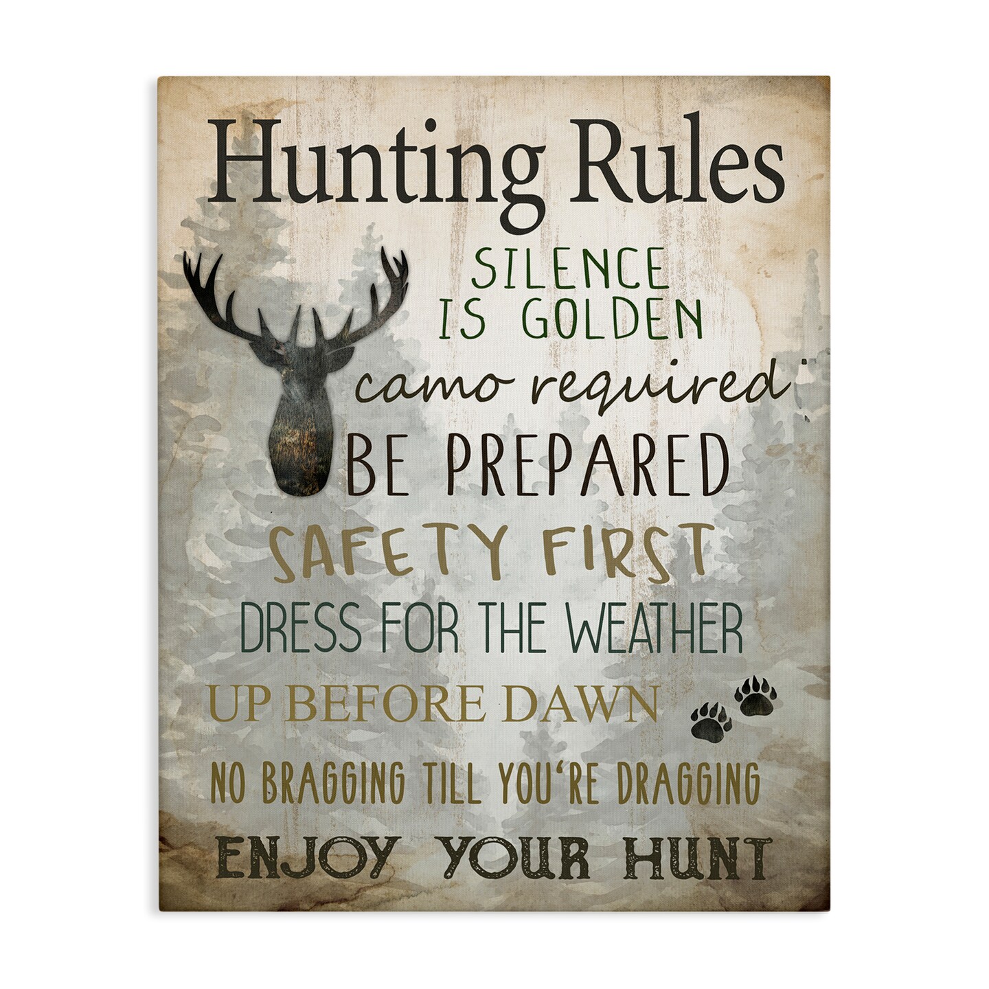 Stupell Industries Rustic Hunting Rules Canvas Wall Art Design by Kim Allen