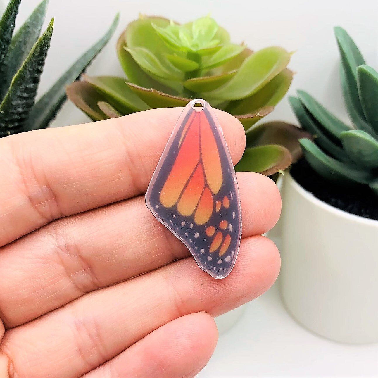 1, 4 or 20 Pieces: Acrylic Monarch Butterfly Wing Charms