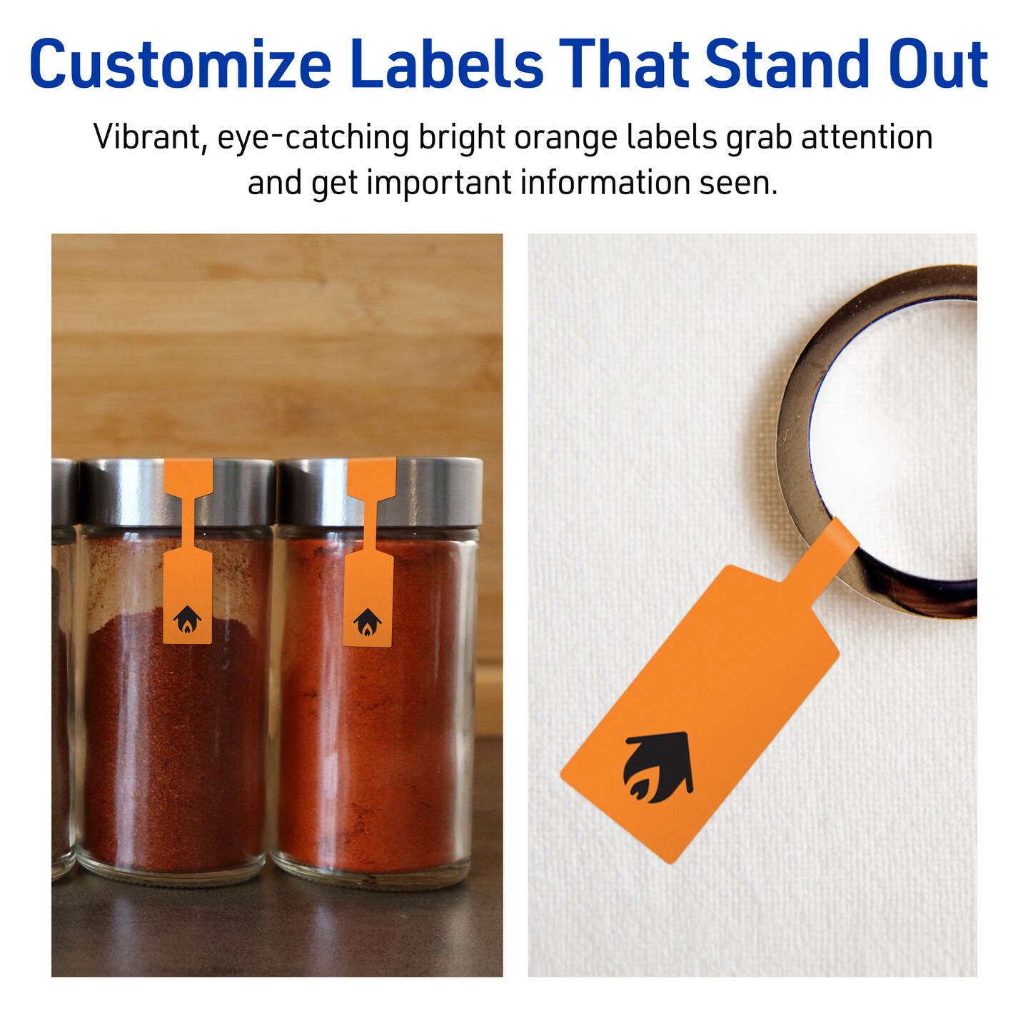 Avery Bright Orange Paper Labels, 0.5&#x22; x 2.5&#x22; Barbell