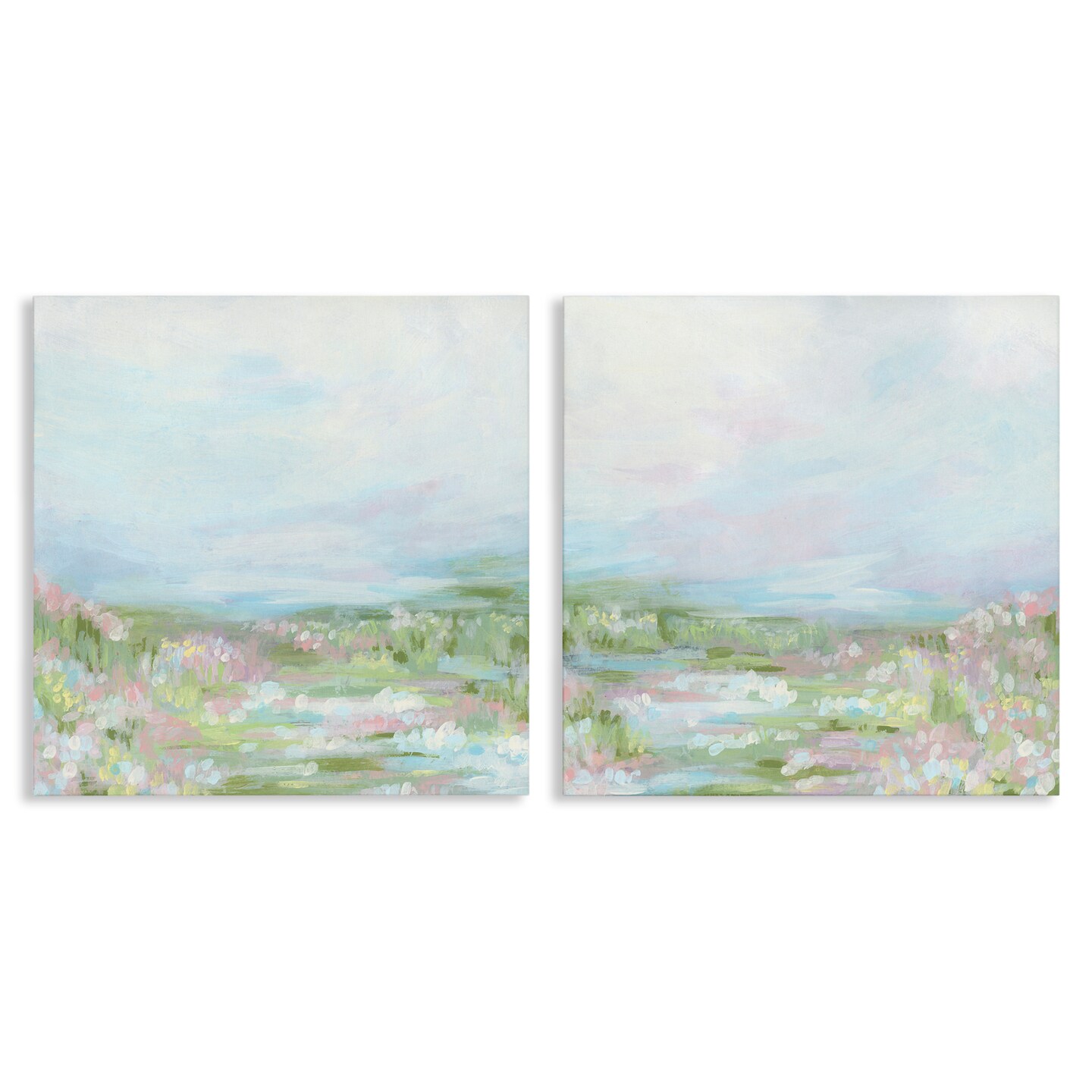 Stupell Industries Pastel Abstract Spring Field 2 pc Canvas Wall Art Set Design by June Erica Vess