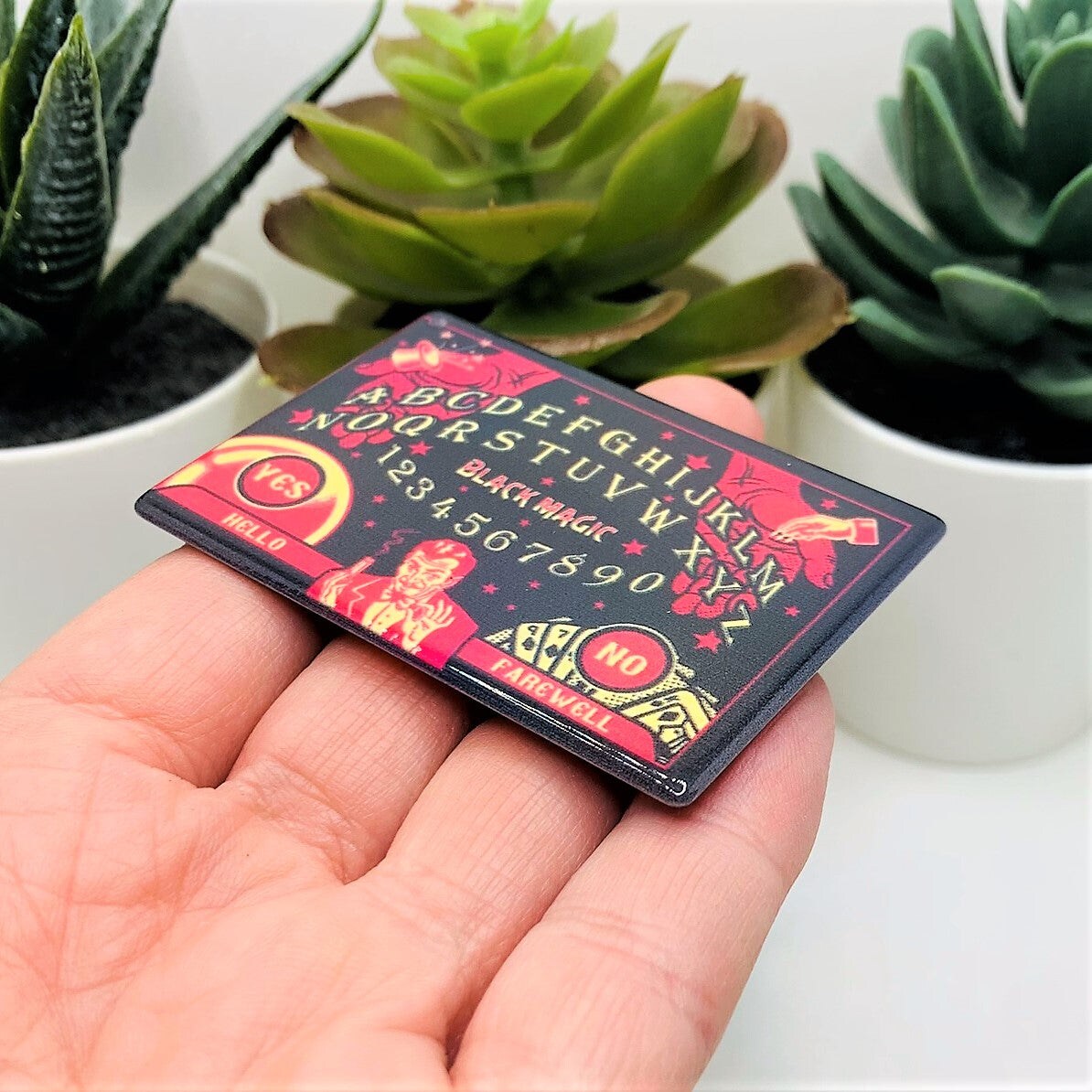 1 or 4 Pieces: Black and Red Magician Ouija Board Pendant Charms - Double Sided