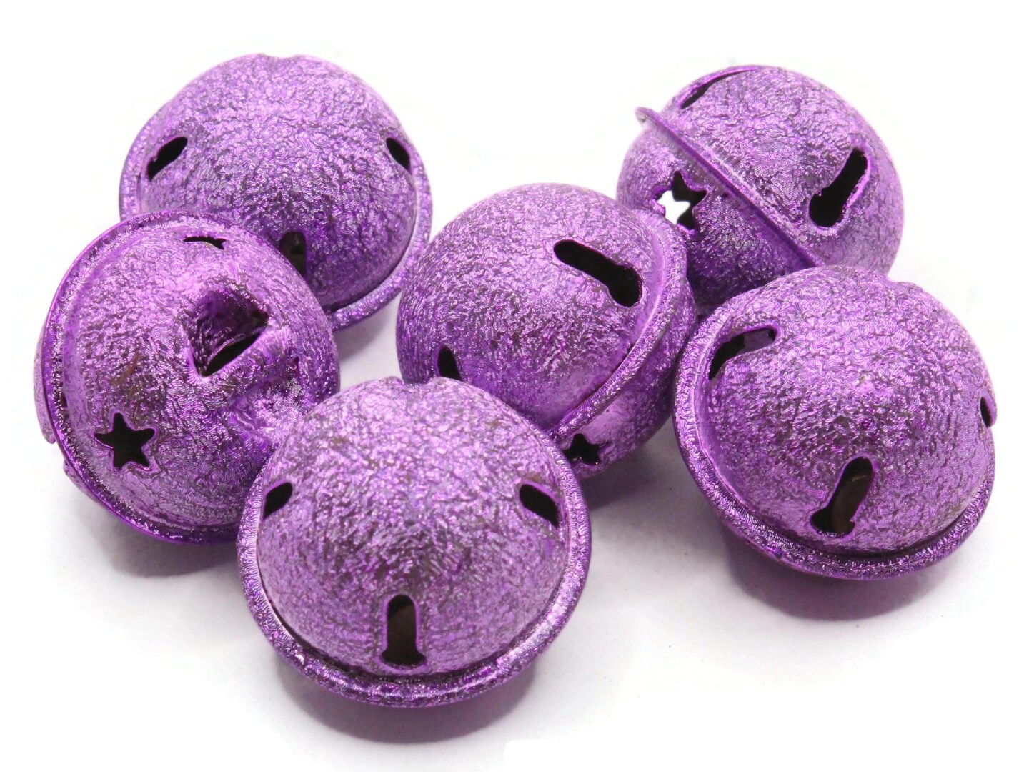 6 24mm Purple Jingle Bell Charms