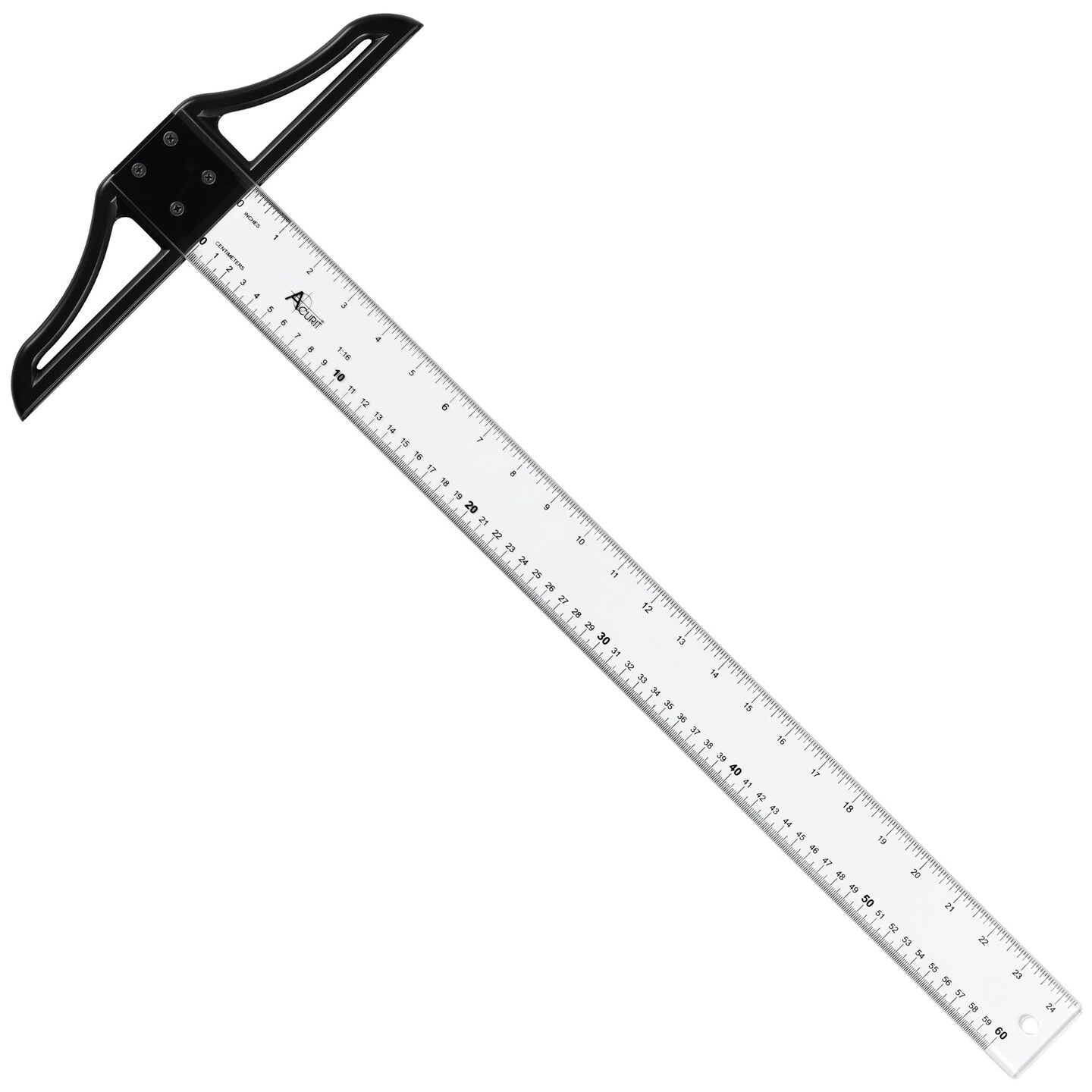 Acurit Detachable T-Square with Clear Acrylic Blade, Precise 90° Angle, Dual Inking Edges, Inch/Centimeter Markings, Beveled Edges, T Square Ruler with Protective Cloth Carrying Case