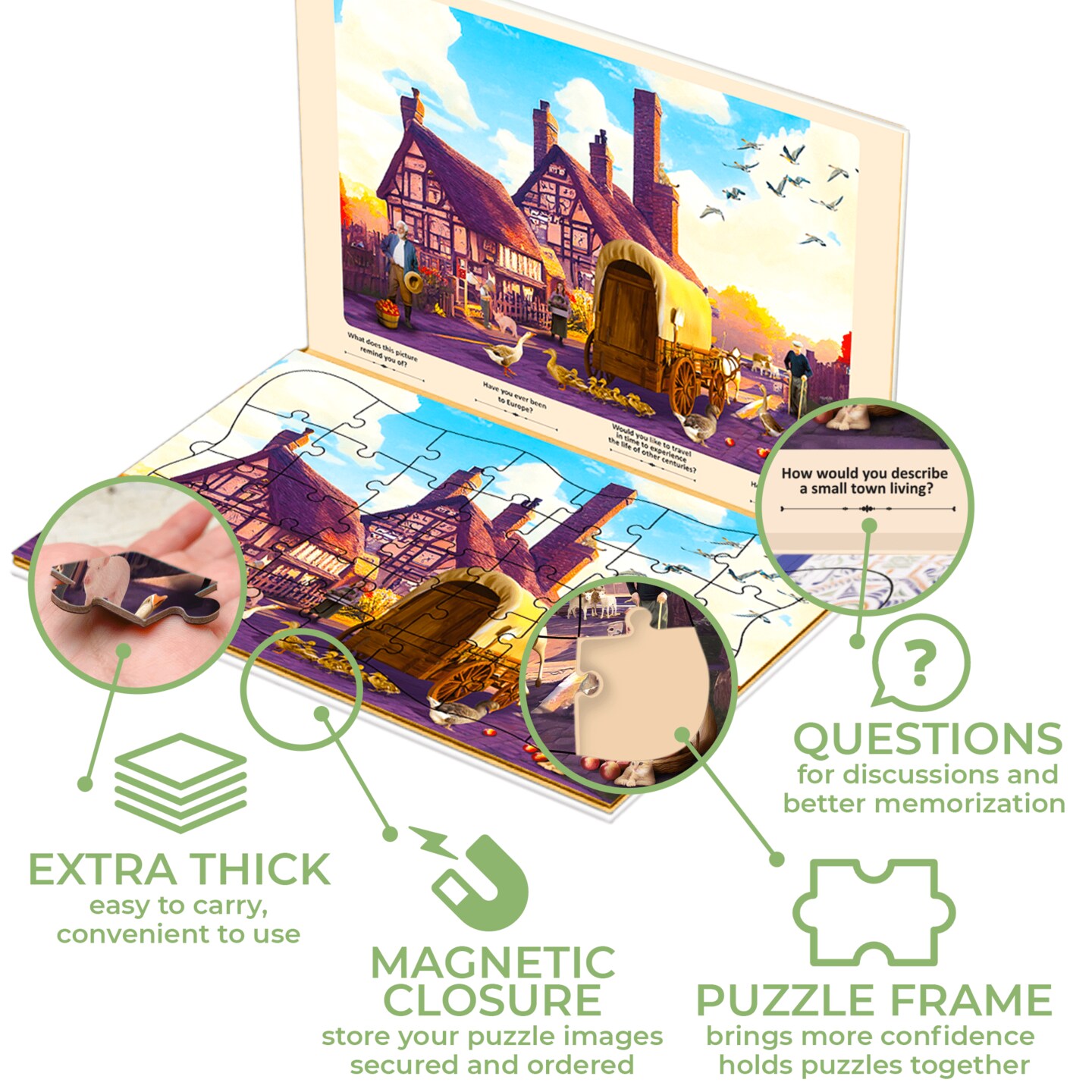 35 Piece Dementia Puzzles for Elderly | Birds, Steeds and Old City